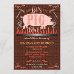 Barbecue BBQ Funny Pig Summer Birthday Party Invitation<br><div class="desc">These BBQ or pig roast party invitations are perfect for any outdoor summer party occasion, such as a birthday or a backyard grill party with friends. The design shows a pink pig over a fire with sausages on forks and the words, "Let's Pig Out!" The design also includes flourishes and...</div>