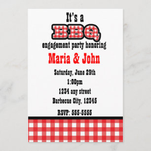Barbecue BBQ Gingham Summer Country Party Invitation