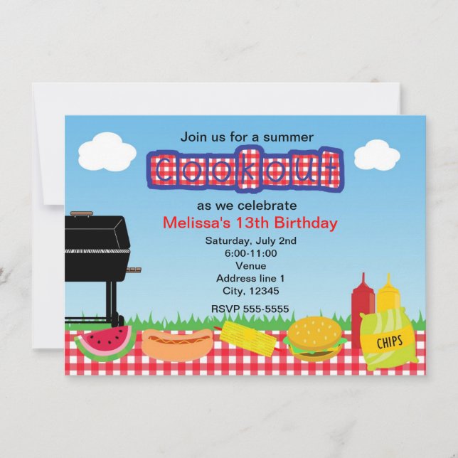 Barbecue BBQ Invitations de parc de cuisine (Devant)