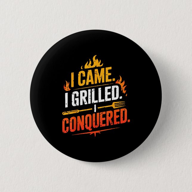 Barbecue bbq joke grill pit master chef smoker dad 2 inch round button (Front)