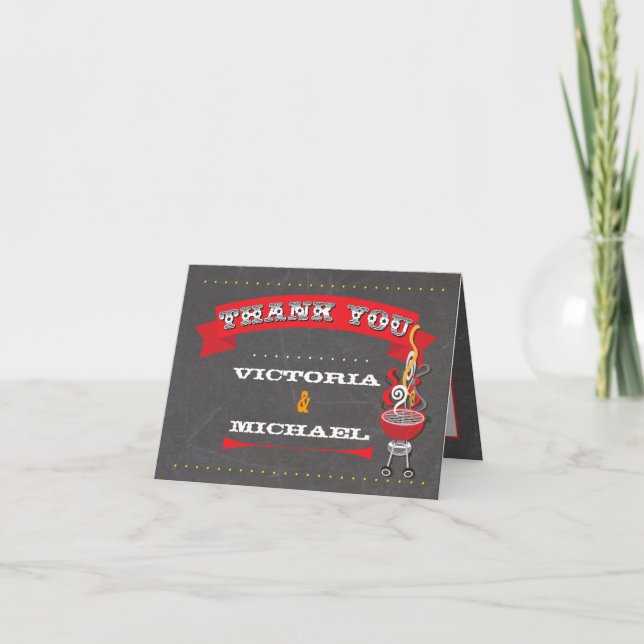 Barbecue Chalkboard Merci carte de note (Devant)