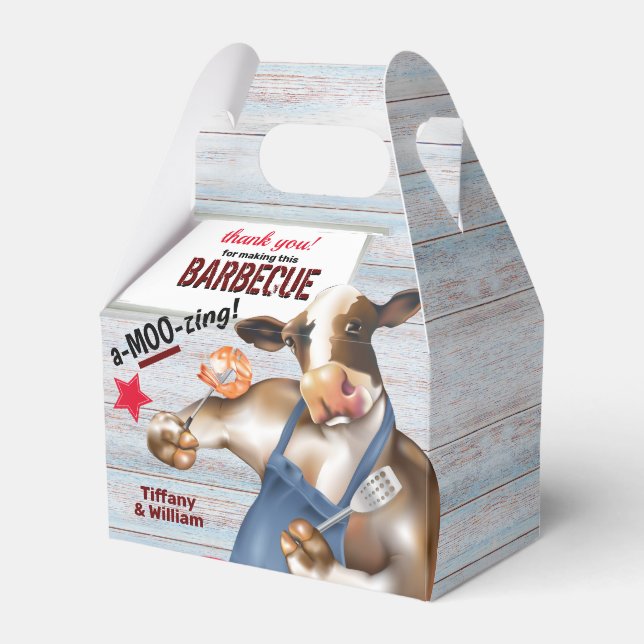 Barbecue Cookout Cow Grilling Shrimp Favor Box (Front Side)
