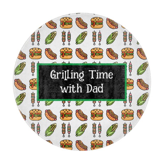Barbecue Foods | Hamburger, Hotdog, Shish Kabob Cutting Board (Front)