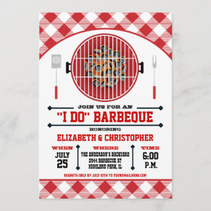 Barbecue Grill Invitation "Je le veux" Rouge