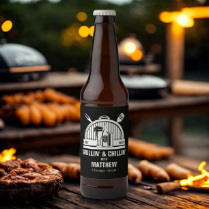 Barbecue Grillin' & Chillin Bachelor Party Beer Bottle Label