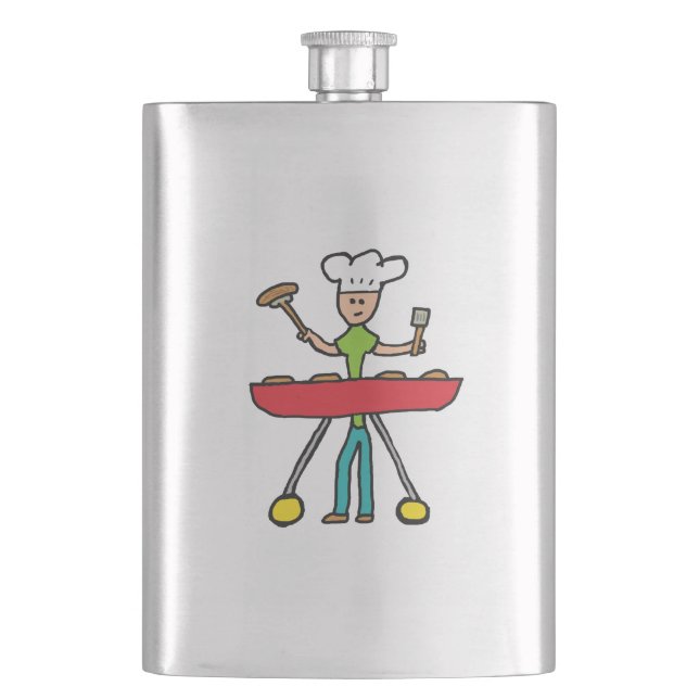 Barbecue Grillmaster BBQ Hip Flask (Front)