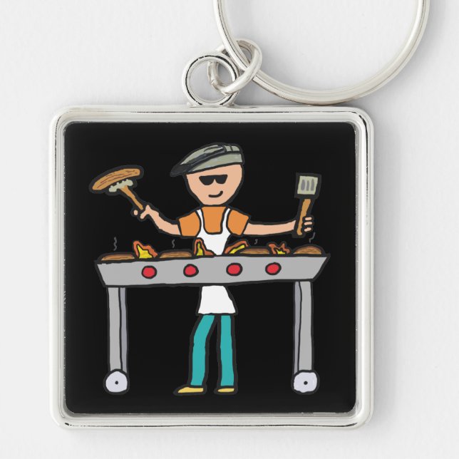 Barbecue Grillmaster BBQ Keychain (Front)