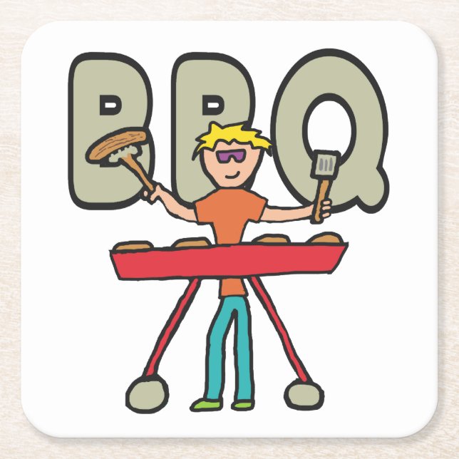 Barbecue Grillmaster BBQ Square Paper Coaster (Front)