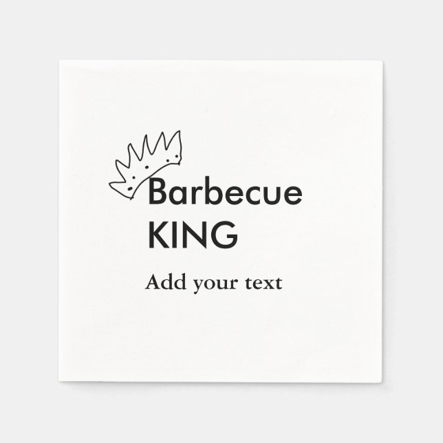 Barbecue king add name text men kitchen bakery  napkin (Front)