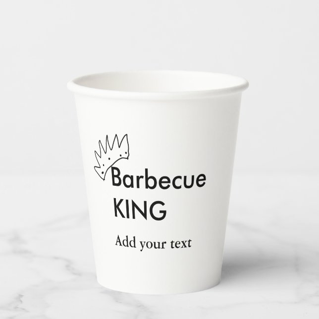 Barbecue king add name text men kitchen bakery  paper cups (Front)