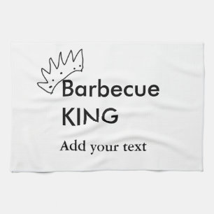 Barbecue king add name text men kitchen bakery  towel