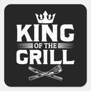 Barbecue Meat Smoking Men BBQ Grilling King Square Sticker