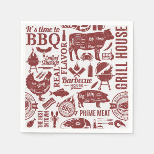 Barbecue Paper Napkins, BBQ Grill Party Supplies Napkin