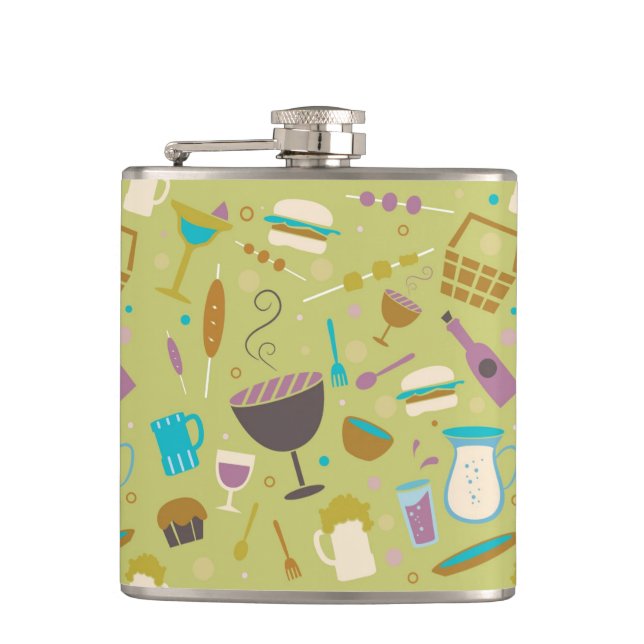 Barbecue Pattern Hip Flask (Front)