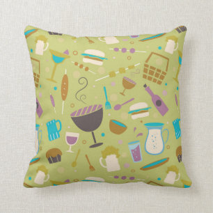 Barbecue Pattern Throw Pillow