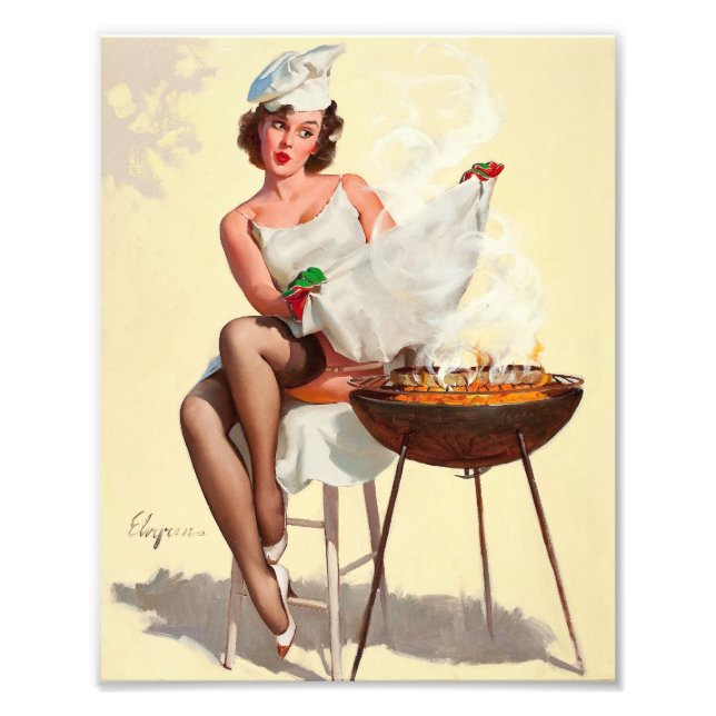 Barbecue Pin-Up Girl Photo Print (Front)