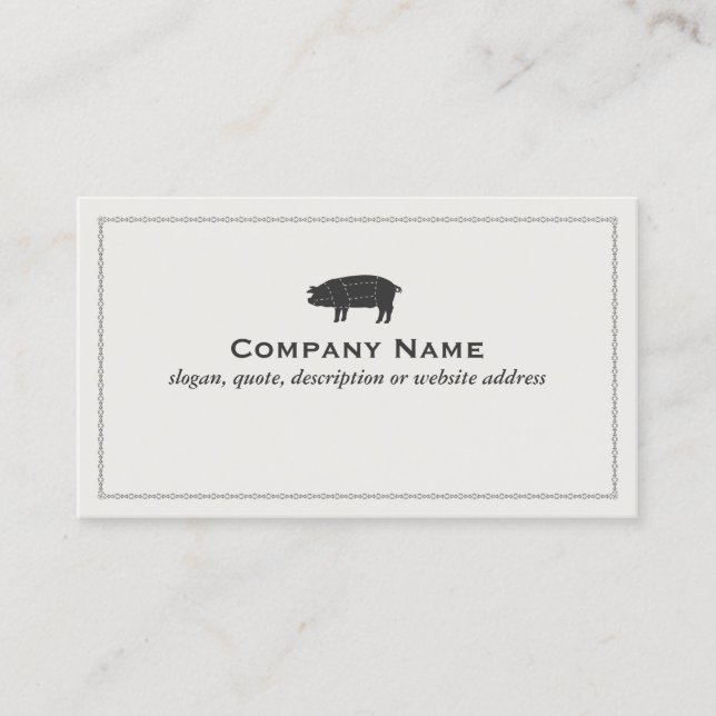 Barbecue Pork Black Sectioned Pig Business Card (Front)