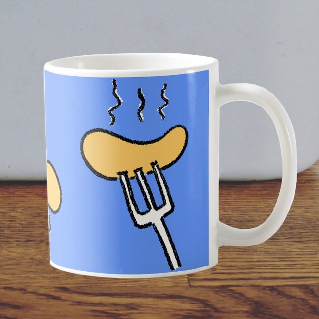 Barbecue Sausage on a Fork. Sizzling Sausages Coffee Mug (Creator Uploaded)