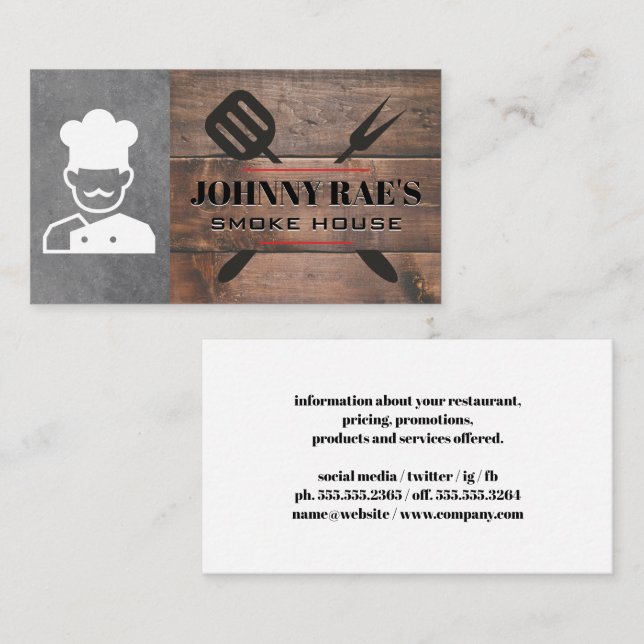 Barbecue Tools | Chef Grill Master | Wood Business Card (Front/Back)