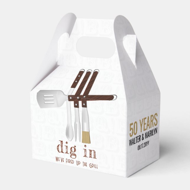 Barbecue Wedding Anniversary Favor Box (Front Side)