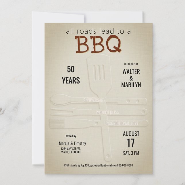 Barbecue Wedding Anniversary Invitation (Front)
