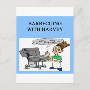barbecuing with harvey postcard