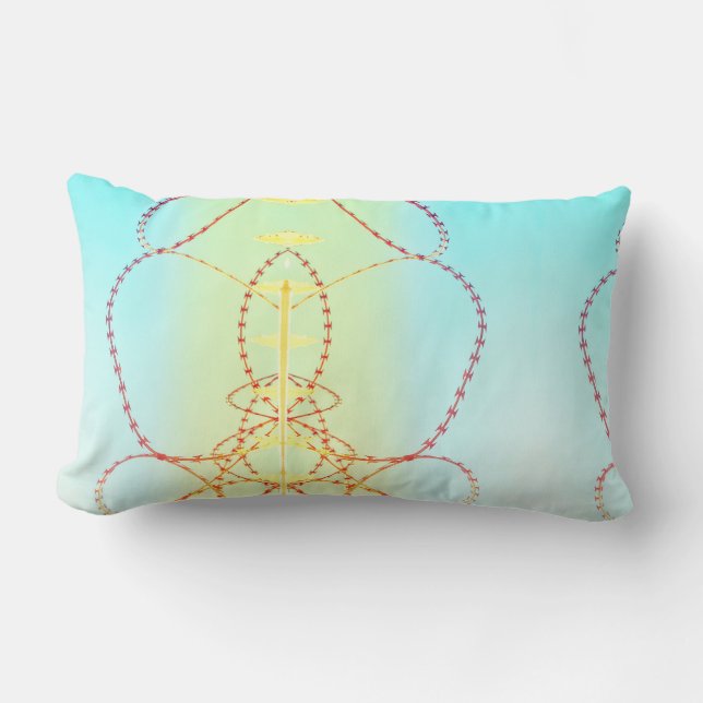 Barbed Barb Wire Dreamy Turquoise Yellow Cushion (Front)