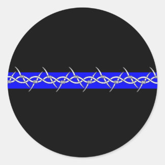 Barbed Blue Line Corrections Classic Round Sticker