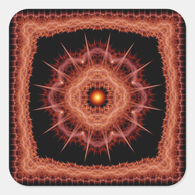 Barbed magical fractal ornament square sticker (Front)