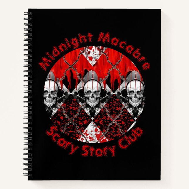 Barbed Wire Argyle Blood Skull Horror Writer Notebook (Front)