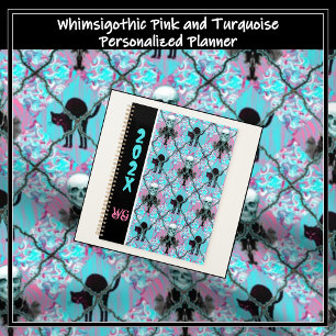 Barbed Wire Argyle Pink and Turquoise Whimsigothic Planner