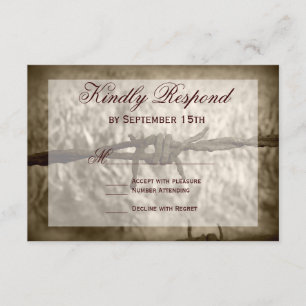 Barbed Wire Country Western Wedding RSVP Cards