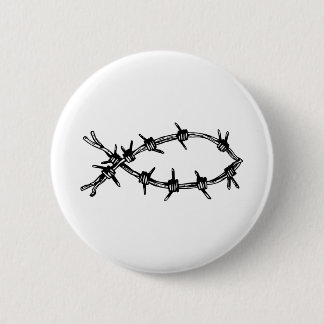 Barbed Wire Fish 2 Inch Round Button