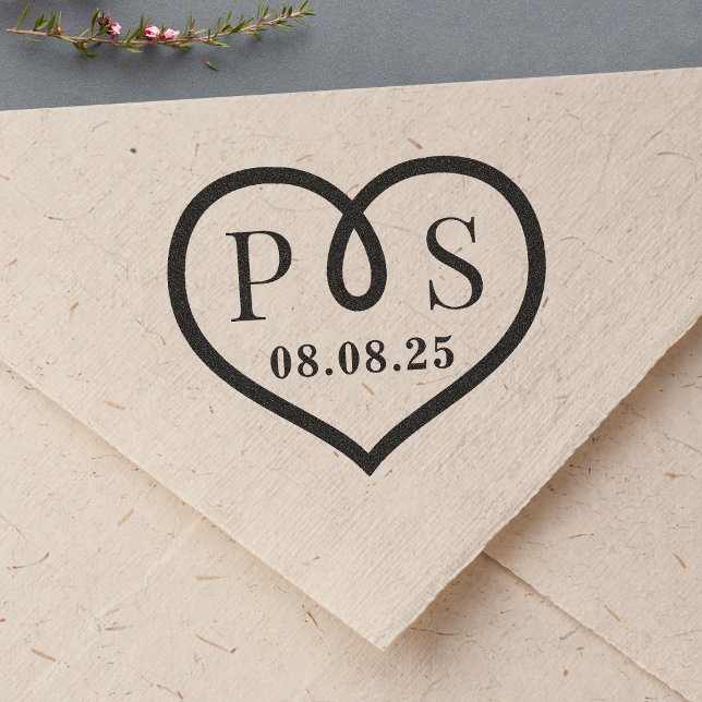Barbed Wire Frame Heart Wedding Initial Monogram Self-inking Stamp (Creator Uploaded)