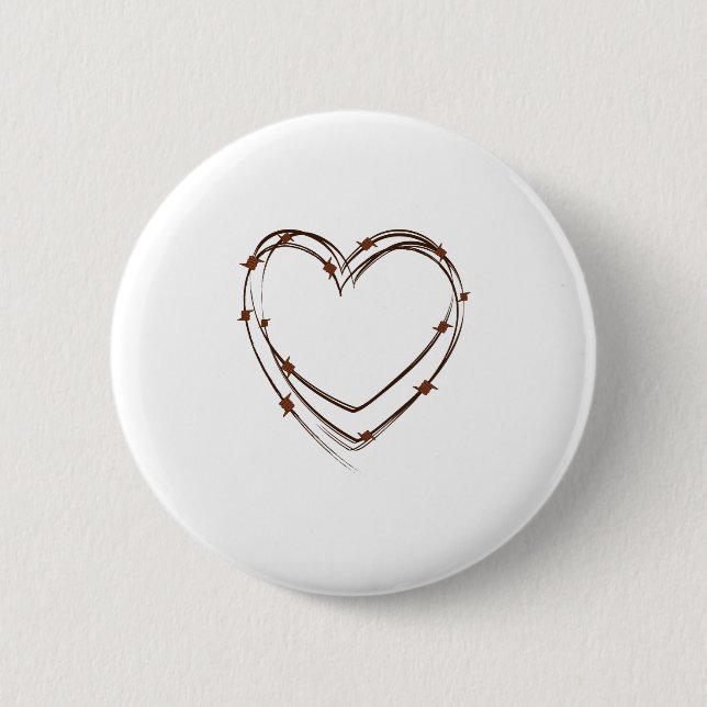 Barbed Wire Heart 2 Inch Round Button (Front)