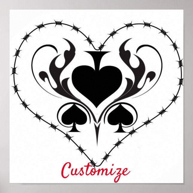 Barbed Wire Heart Black Spades Thunder_Cove Poster (Front)