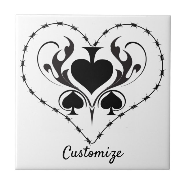 Barbed Wire Heart Black Spades Thunder_Cove  Tile (Front)
