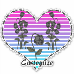 Barbed Wire Heart Wilted Black Roses Thunder_Cove