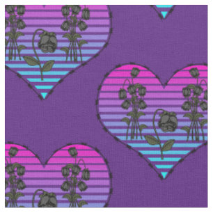 Barbed Wire Heart Wilted Black Roses Thunder_Cove Fabric
