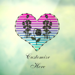 Barbed Wire Heart Wilted Black Roses Thunder_Cove Window Cling