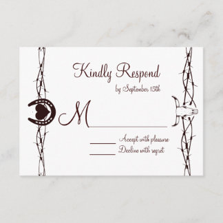 Barbed Wire Horseshoe Country Western RSVP Cards