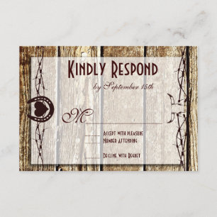 Barbed Wire Horseshoe Country Western RSVP Cards