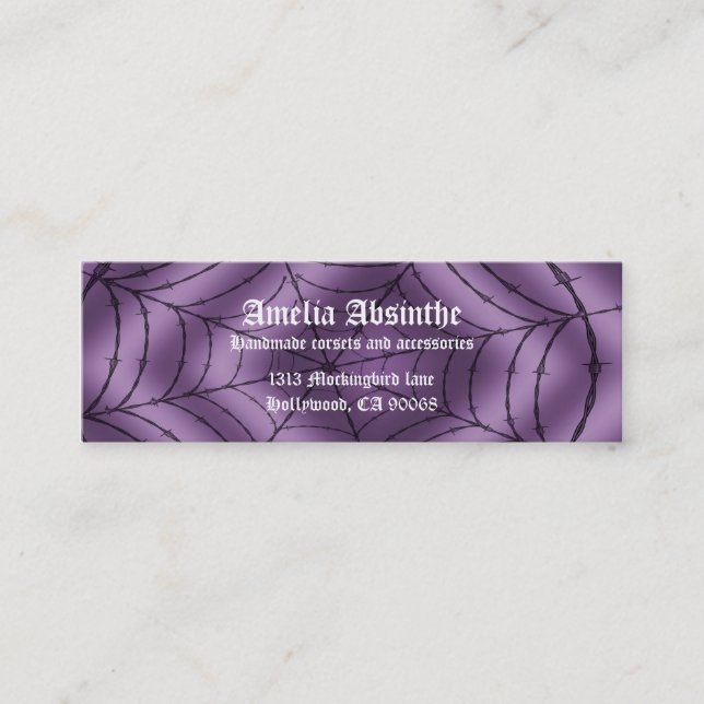 Barbed Wire Spiderweb Goth Business Cards (Front)