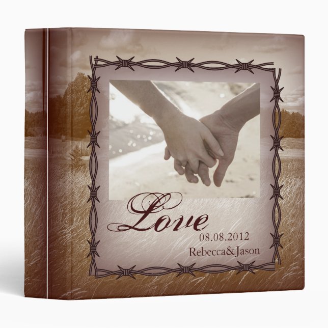 barbed wire western country wedding binder (Front/Spine)