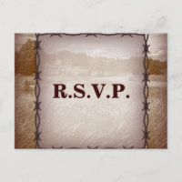 barbed wire western country wedding response RSVP