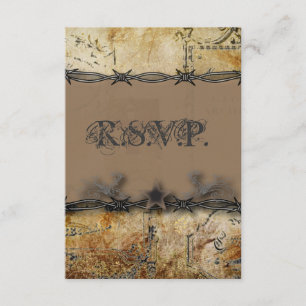 barbed wire western country wedding RSVP response