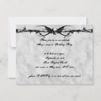 Barbed Wire Winged Skull Cyber Goth Invitations