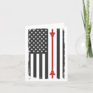 Barbell American Flag Gym Workout Tee Usa Motivati Card