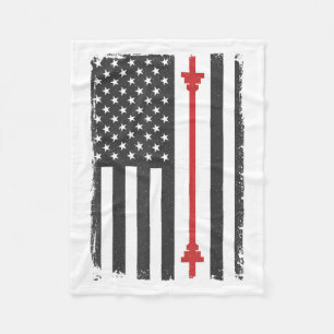 Barbell American Flag Gym Workout Tee Usa Motivati Fleece Blanket