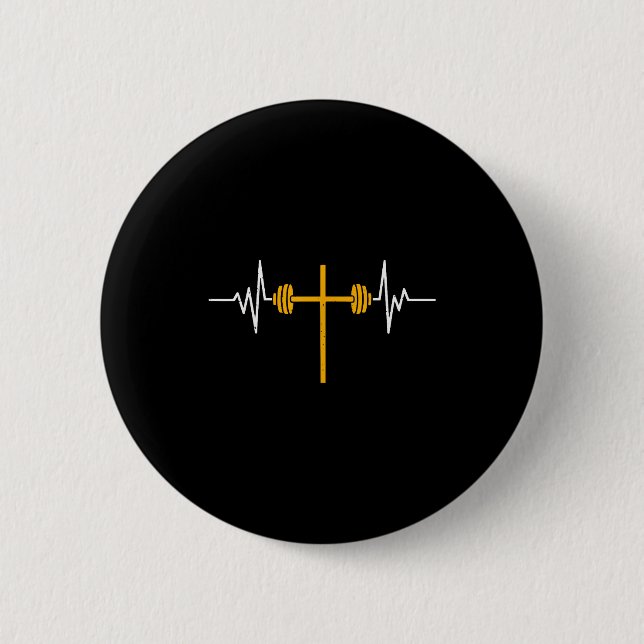 Barbell Cross Dumbbell Jesus Funny Christian Worko 2 Inch Round Button (Front)